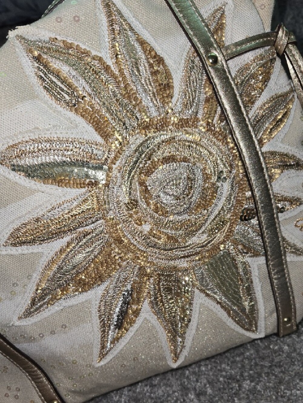 Coach Metallic Gold Sunflower Tote - Picture 9 of 12